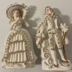 Vintage Relco Reproduction Elegant Bone China Figurines with Gold Accents